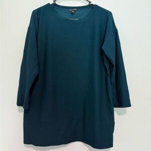 Eileen Fisher Women's Deep Aegean Blue Tunic Top 3/4 Sleeve Size  XS